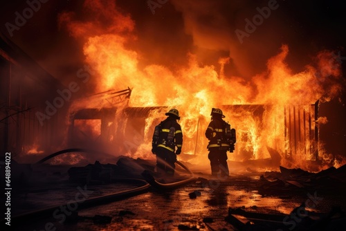 Firefighters extinguish a burning fire