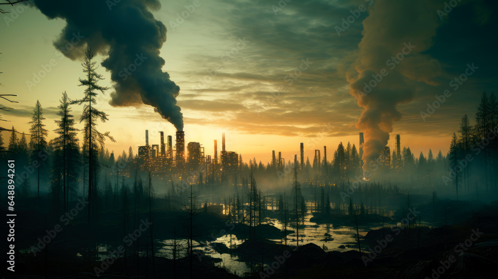 Dead forest zones and industrial metallurgical plants Dead forest zones and industrial metallurgical plants