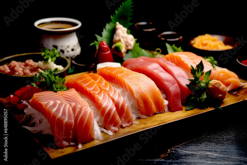 sushi on a plate. Generative Ai