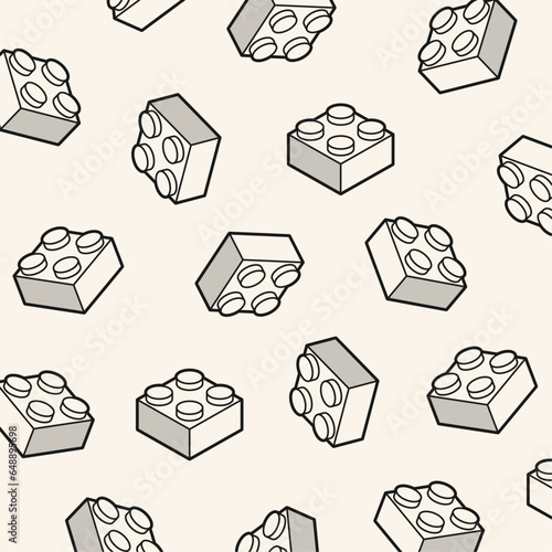 Seamless pattern building block brick toy and for children fashion seamless fabric, print, wallpaper design flat vector illustration.