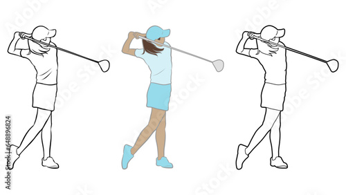 Female Golf Player Illustration.