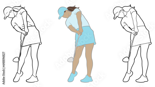 Female Golf Player Illustration.