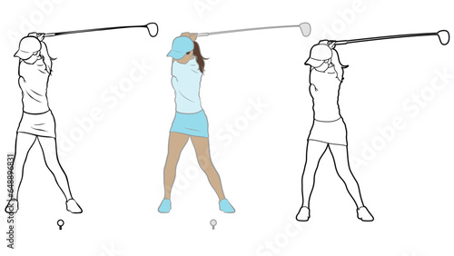Female Golf Player Illustration.