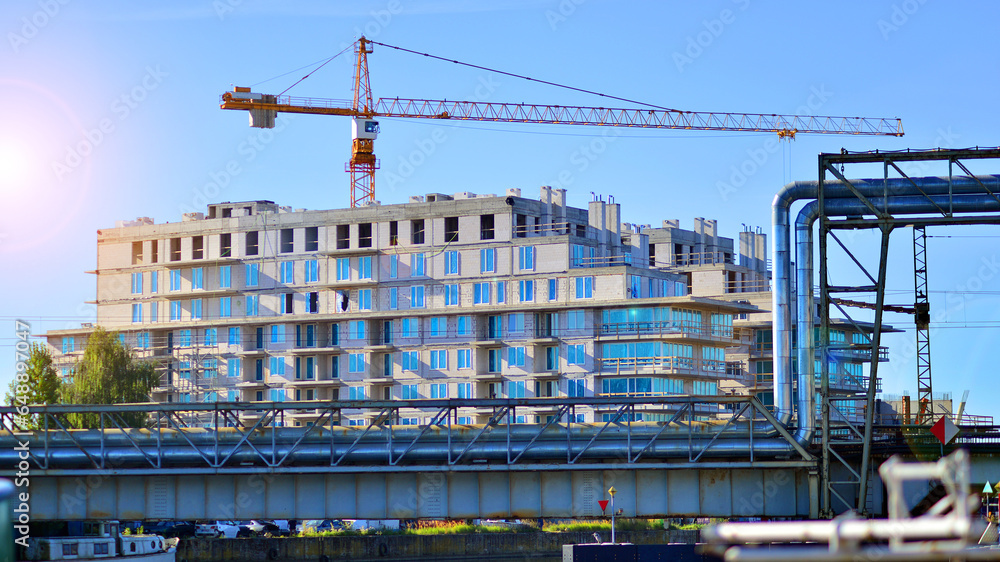 New multistory apartment buildings under construction