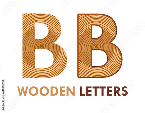 b Wooden letters design logo template illustration