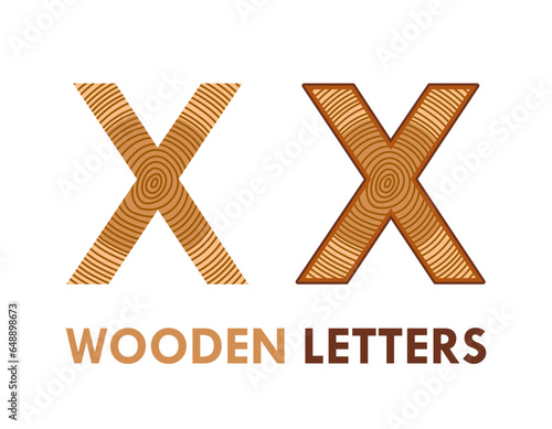 x Wooden letters design logo template illustration