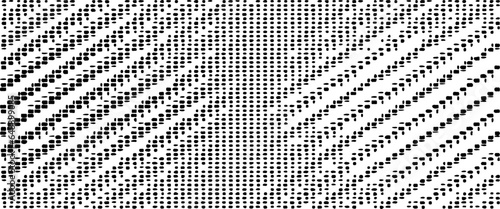 Rough, irregular texture composed of monochrome geometric elements. Overlay distressed grunge background. Abstract vector illustration. Isolated on white background. EPS10