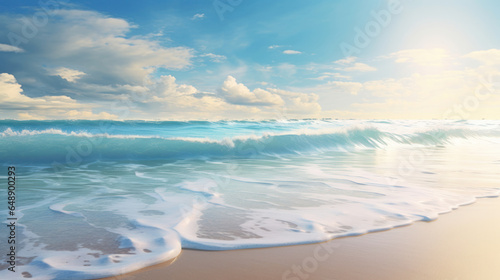 Serenity by the beach, where blue tropical waves meet the sea