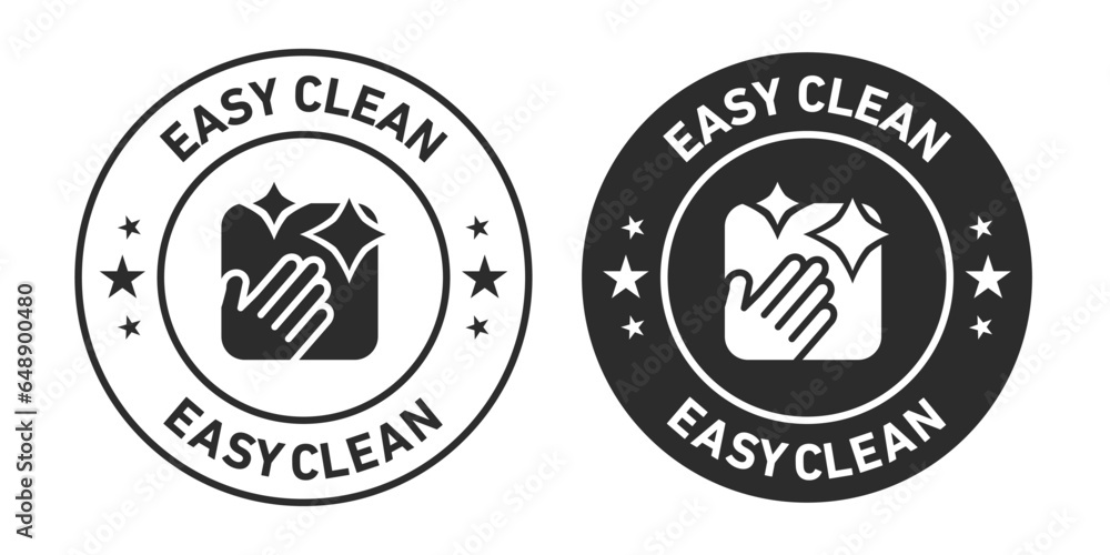 Easy Clean Icons set in black filled and outlined.