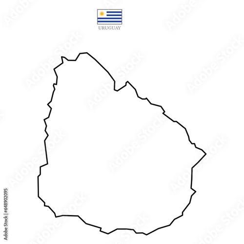 Uruguay contour vector map with flag in color. Background map eps 10 photo
