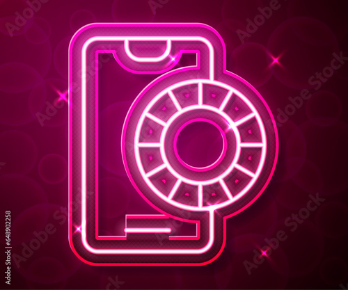 Glowing neon line Online sports betting icon isolated on red background. Sport bet bookmaker. Betting online make money. Vector