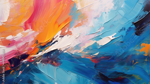 Abstract oil painting on canvas featuring bold and dynamic brush strokes that create a sense of movement and energy.