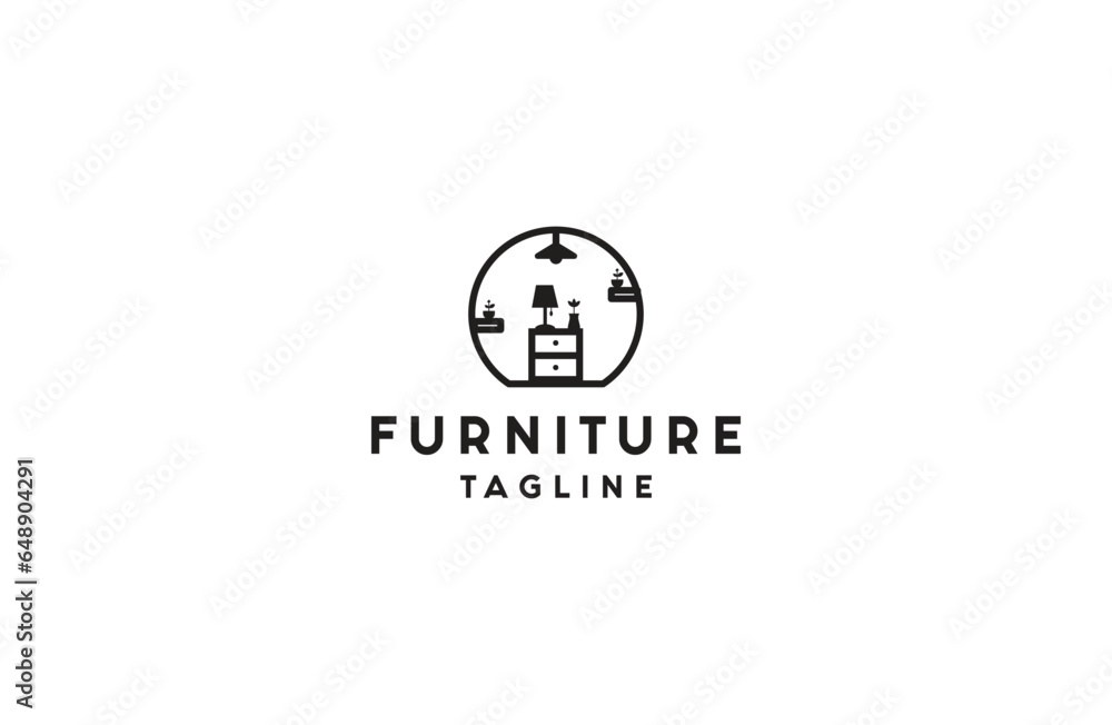 Fototapeta premium Simple luxury furniture line logo template design