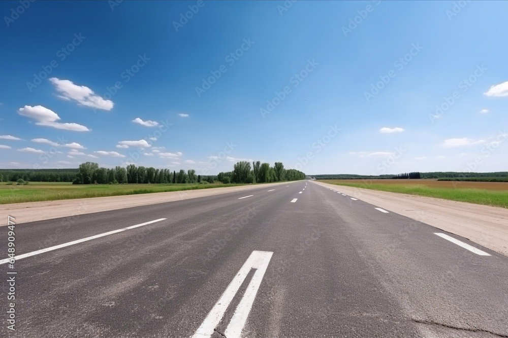 Asphalt road panorama with white dividing lines Asphalt road panorama with white dividing lines