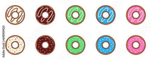 Vector illustration set of doughnuts.