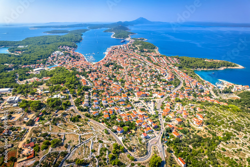 Town of Mali Losinj aerial panoramic view photo