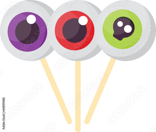 sweet lollipop. cartoon candy halloween popsicle on stick eye shaped lolipop for kids childish sweets. vector cartoon objects.