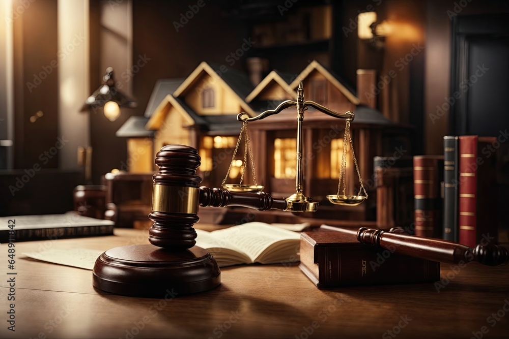 Judge auction and real estate concept Law hammer. ai generative