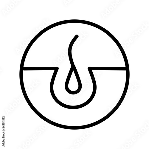 Follicle Shine Concept Line Icon. Hair Shiny with Keratin Effect Linear Pictogram. Hair Follicle Outline Icon. Isolated Vector Illustration.