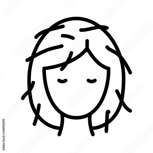 Girl with disheveled hair. Vector isolated outline drawing.