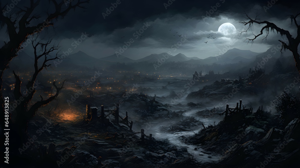 creepy halloween landscape