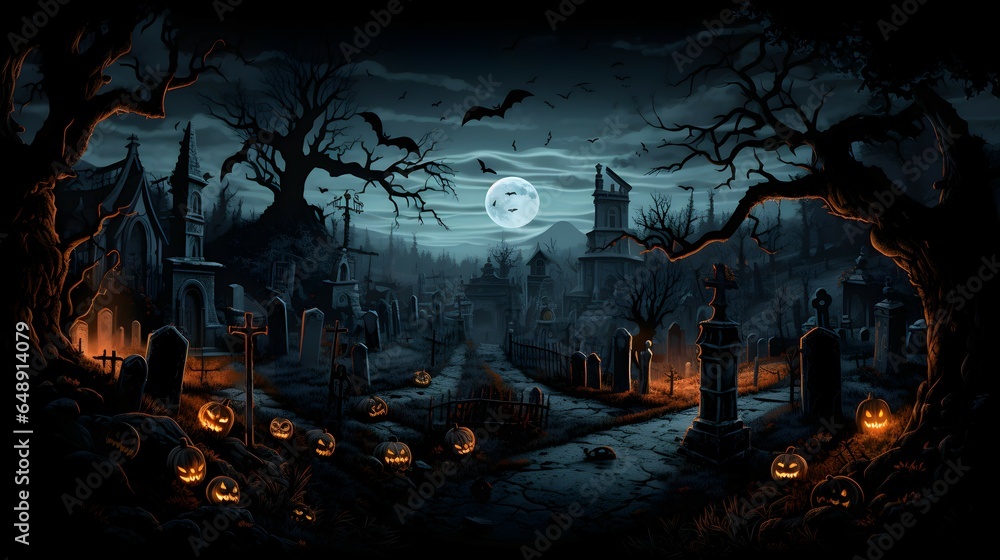 Obraz premium halloween graveyard scene