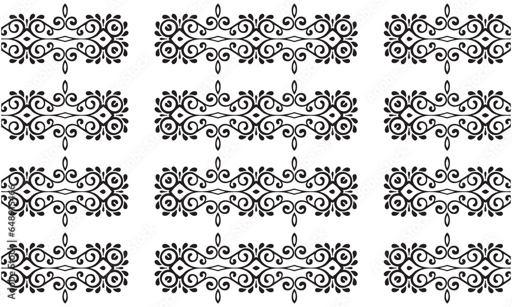 Decorative Seamless Swirling Border pattern. Vector Element, Abstract, Greek, Arabic Illustrations Floral ornament.