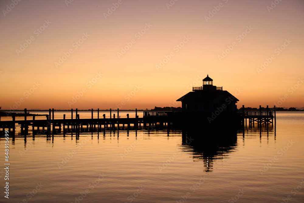Manteo Lighthouse golden sunrise Manteo Lighthouse golden sunrise