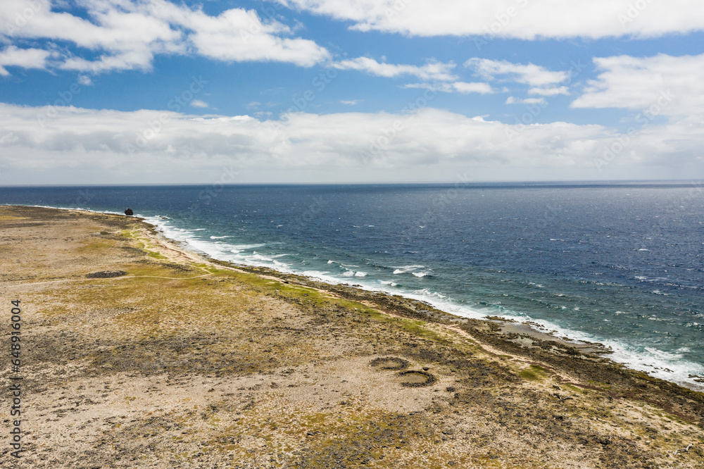 Aerial view of a picturesque small island in the Caribbean