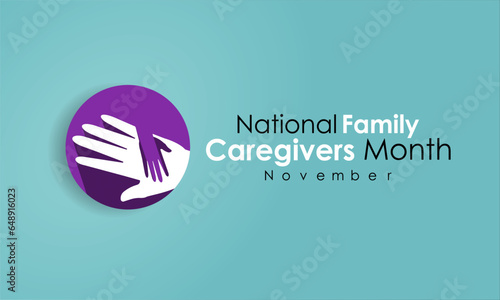 Family Caregivers month  is observed every year in November. Calligraphy Poster Design. A Plum Ribbon brings awareness to Cancer Caregivers. 