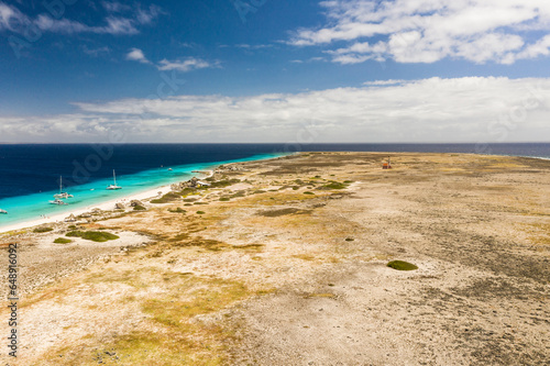 Aerial view of a picturesque small island in the Caribbean