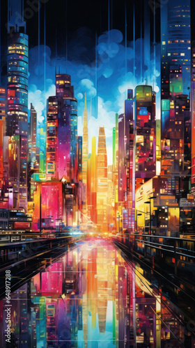 Breathtaking city lights illuminate the night with a mesmerizing glow.