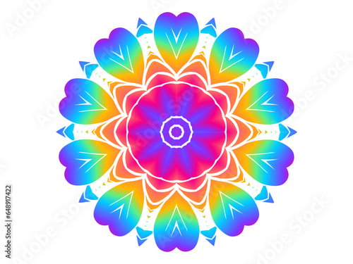 Beautiful colourful caleidoscope gradient flower petals art pattern