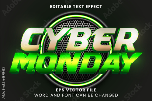 Cyber monday neon green 3d editable vector text effect
