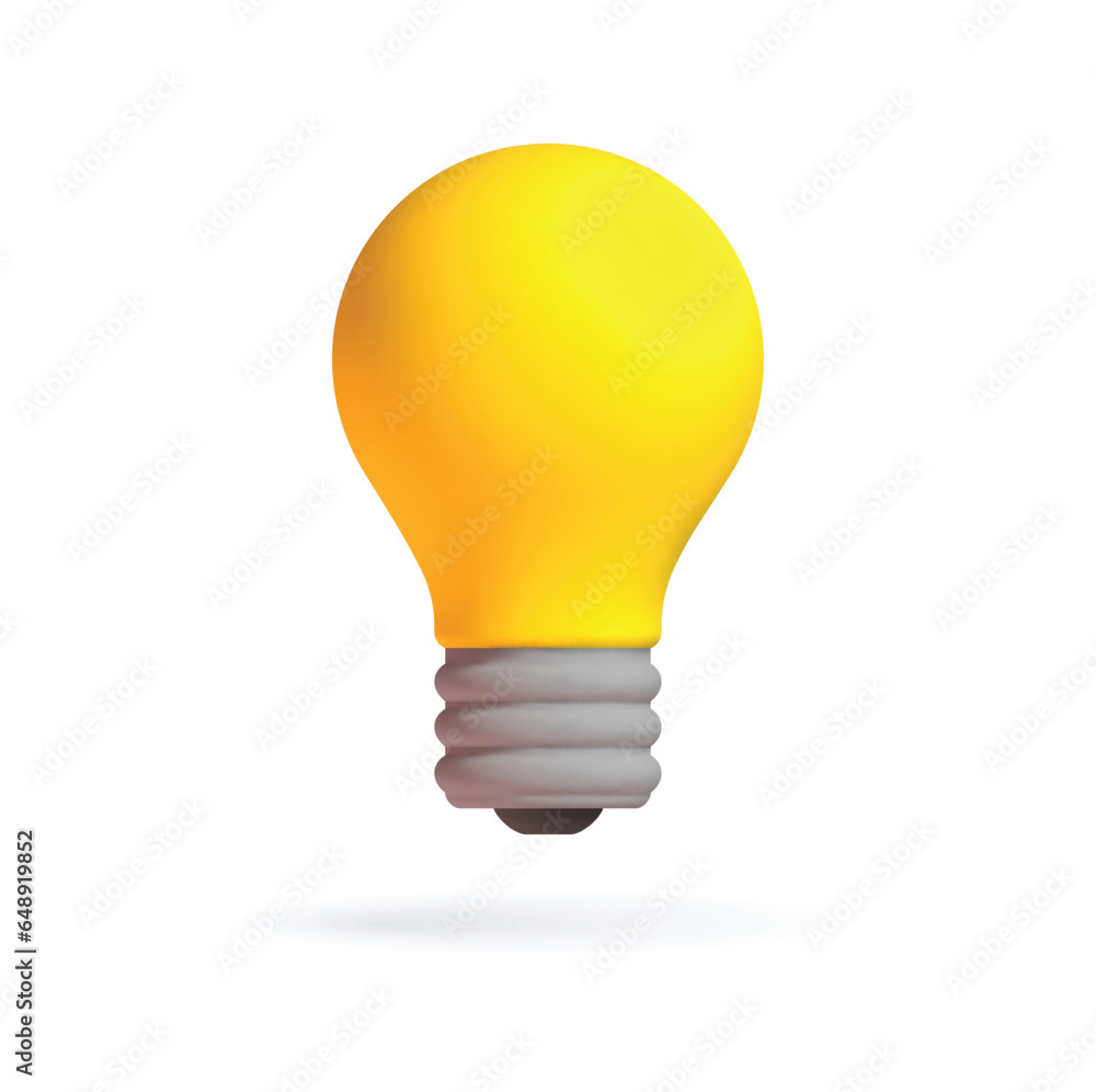 3d yellow lighting bulb icon. 3d vector render simbol ideya solution. Vector illustration 3d yellow lighting bulb icon. 3d vector render simbol ideya solution. Vector illustration