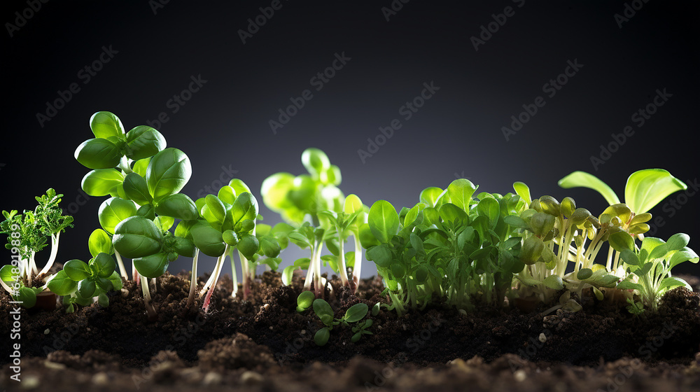 Young Salad Herbs, Vegetables, and Plants Seedling