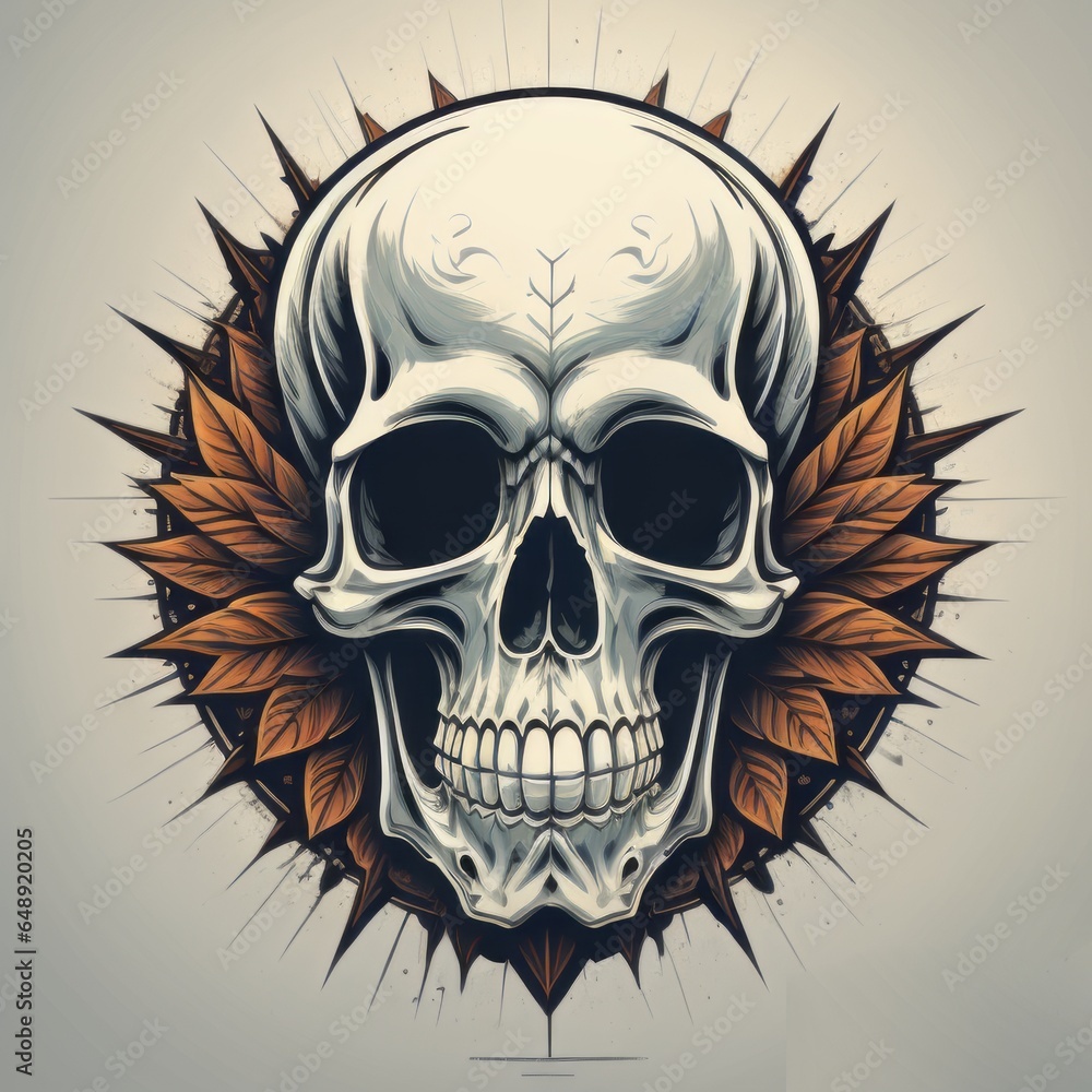 skull with cannabis and glasses print on a T-shirt bright illustration created with generative AI software skull with cannabis and glasses print on a T-shirt bright illustration created with generative AI software