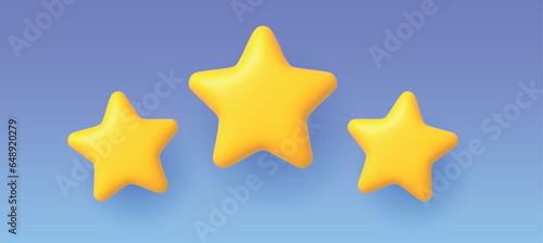 3D Realistic yellow stars icon. 3d vector render Symbol or emblem Achievements. Vector illustration