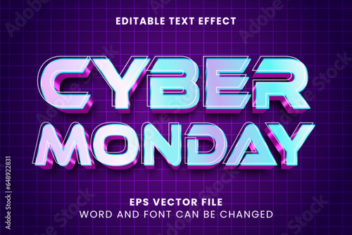 Cyber monday metallic 3d editable vector text effect