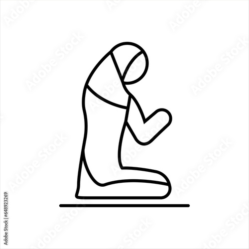 The icon of a woman designating a place for prayers. Prayer Room