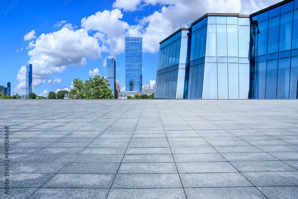 Fototapeta premium City square with modern buildings scenery