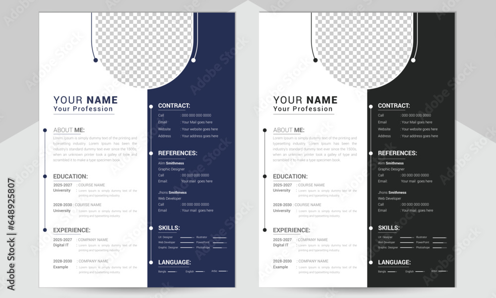 Professional & Modern Curriculum Vitae (CV) Design template , vector ...