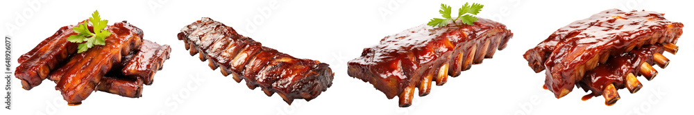 Delicious spare ribs, grilling, barbecue, BBQ, isolated