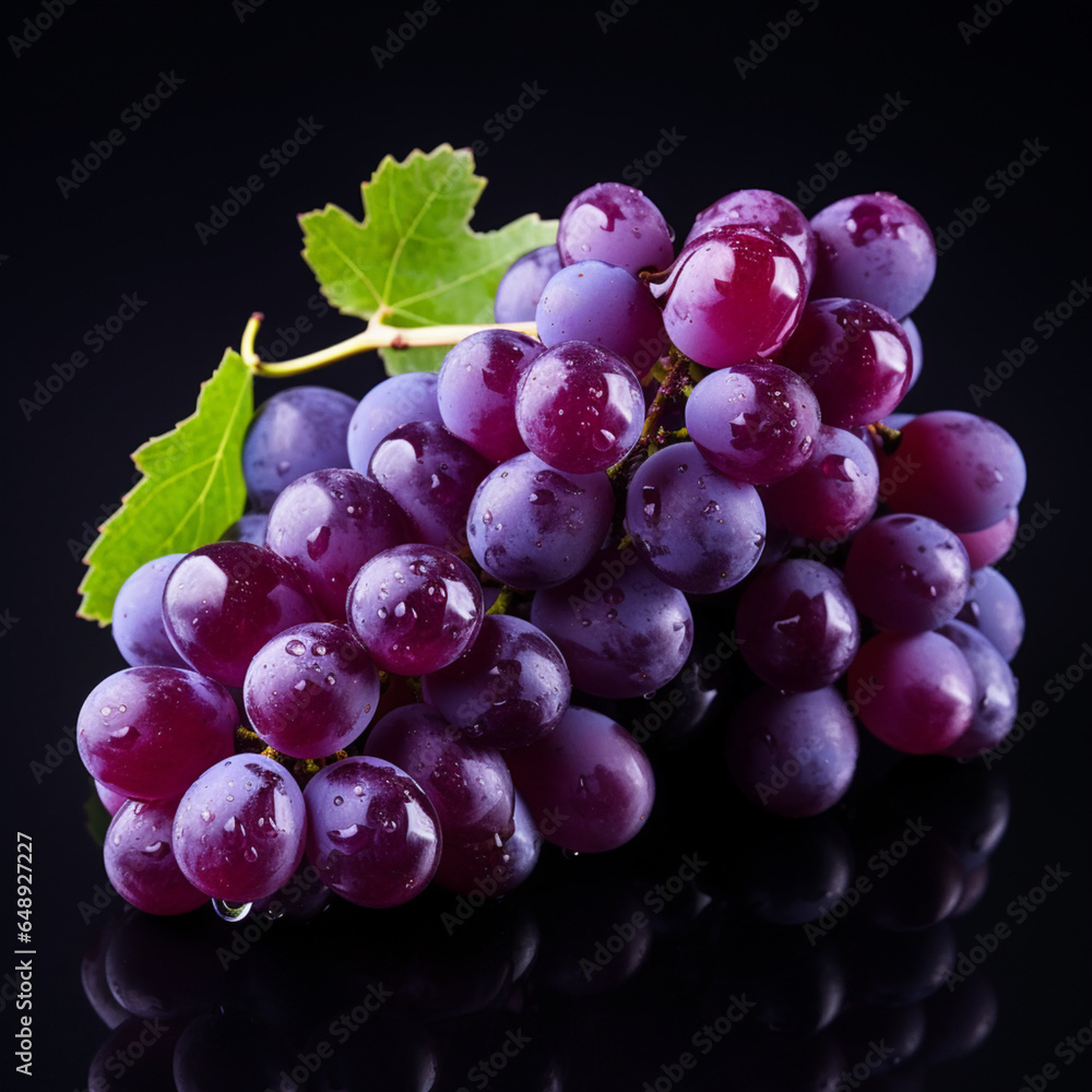 Fototapeta premium bunch of grapes on a black background