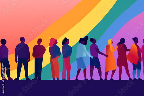 freedom homosexual flag group parade celebration concept pride community rainbow. Generative AI.