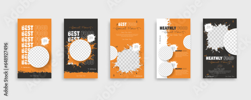 set of food post story social media banner template design. Creative design, easy Use for promotions you product. story food for your restaurant promotion	