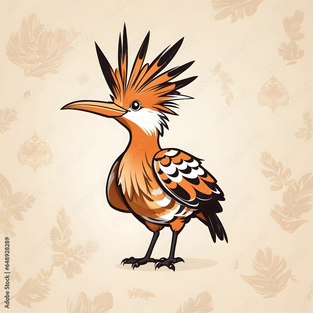 Fototapeta premium Hoopoe Bird Illustration AI Generative