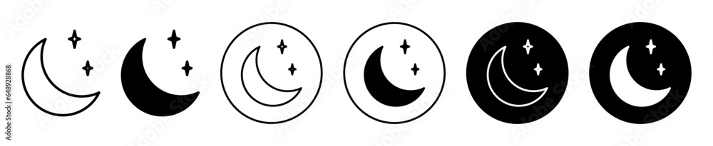 Half moon icon. Nighttime with cloud weather symbol. Bedtime moon light with stars vector. Sweet dreams in sleep sign. Half moon icon. Nighttime with cloud weather symbol. Bedtime moon light with stars vector. Sweet dreams in sleep sign.