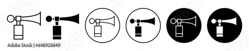 Air horn icon. Loud voice audio alarm honk symbol use in sport game and event. Klaxon siren hooter or buzzer to alert warning vector. trumpet emergency siren sign.