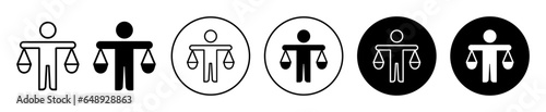ethics icon. Core ethical value of any business company symbol. Morality and integrity with trust in principle vector. Corporate justice scale in equilibrium sign.